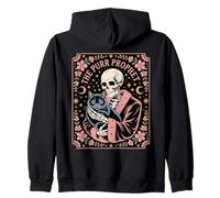 The Caffeine Oracle Gothic Coffee Skeleton Mystic Zip Hoodie