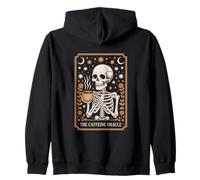 The Caffeine Oracle Skeleton Coffee Tarot Moon Zip Hoodie