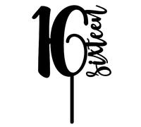 The Cake Decorating Co. Black Number Acrylic Topper 16