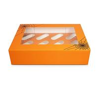 The Cake Decorating Co. Halloween Cobweb Satin Cupcake Box Holds 12