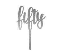 The Cake Decorating Co. Silver Glitter - Script Number Acrylic Cake Topper 50