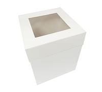 The Cake Decorating Co. Tall Cake Box with Window - 16" x 16" x 11.8" Extra Tall White Cake Box with Lid - For Safety Carrying and Transporting Large Cakes, including Birthday and Wedding Cakes