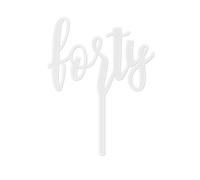 The Cake Decorating Co. White - Script Number Acrylic Cake Topper 40