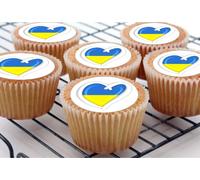 The Cake Decorators Boutique 24 edible Ukraine Ukrainian Hearts style decorations Iced Icing CupCake Toppers, 4.2cm