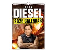 The Calendar king - Bryn Diesel 2026 Wall Calendar - A4 Size // Funny/Quirky/Christmas/Birthday/Gift Idea/Present/Novelty/Humour/Secret Santa/Year Planner/Office Gift