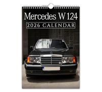 The Calendar King - Merc W124-2026 Wall Calendar - Nostalgic/Motoring/Classic Car/Christmas/Birthday/Gift Idea/Present/Novelty/Secret Santa/Office Gift (Full Colour, A4 Size)