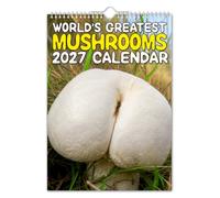 The Calendar King - World’s Greatest Mushrooms - 2027 Wall Calendar - A4 Size // Funny/Quirky/Christmas/Birthday/Gift Idea/Present/Novelty/Humour/Secret Santa/Year Planner/Office Gift