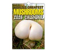 The Calendar King // World's Greatest Mushrooms - 2026 Wall Calendar - Funny/Quirky/Christmas/Birthday/Gift Idea/Present/Novelty/Humour/Secret Santa/Year Planner (Full Colour, A4 Size)