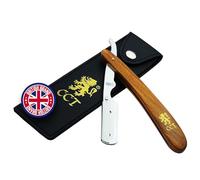 The Cambridge Cutthroat® Cut Throat Razor Kit Missanda Hardwood & Stainless Steel Professional Barber Razor, Premium Single Blade Straight Edge, Moustache & Beard Shaper, Travel Pouch Included