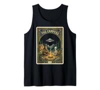 The Campers Tarot Card Bigfoot Alien Campfire UFO Sasquatch Tank Top