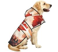 The Canadian Flag Waterproof Dog Raincoat And Rain Jacket For Small Medium Large Dogs With Reflective Stripes And Adjustable Belly Strap