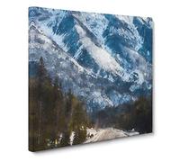 The Canadian Rockies Canvas Print | Gallery Wrapped 30mm Frame Wall Art | 20x20 inches | Ready to Hang | Modern Picture | Living Room Bedroom Lounge Office