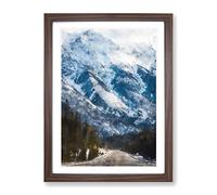 The Canadian Rockies Painting Modern Framed Print | A2 Walnut Framed Wall Art | Ready to Hang | Modern Historical Picture | Living Room Bedroom Lounge Office