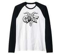 The Capricorn Zodiac Symbol a Goat Bowling Ball Sports Art Raglan Baseball Tee