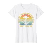 The Captain is Always Right and I'm The Captain Value Graphic T-Shirt, Women, White, XL