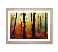 The Captivating Autumn Forest Framed Wall Art Print A2 Oak
