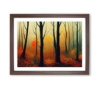 The Captivating Autumn Forest Framed Wall Art Print A2 Walnut