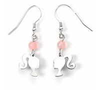 The Carat Shop Barbie Sterling Silver Silhouette & Rose Quartz Drop Earrings