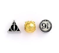 Harry Potter Set of 3 spacer Beads Deathly Hallows, Golden Snitch, Platform 9 3/4 - Zinc / Copper / Aluminium