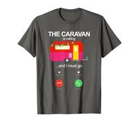 The Caravan is Calling and I Must Go Funny Static Caravan T-Shirt, Men, Asphalt Grey, Large