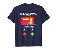 The Caravan is Calling and I Must Go Funny Static Caravan T-Shirt, Men, Navy Blue, XX-Large