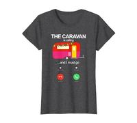 The Caravan is Calling and I Must Go Funny Static Caravan T-Shirt, Women, Dark Heather Grey, Large