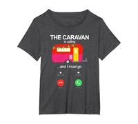 The Caravan is Calling and I Must Go Funny Static Caravan T-Shirt, Women's Plus, Dark Heather Grey, 2X