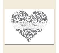 The Card Gallery Personalised 25th Wedding Anniversary Invitations - Silver & White Heart Pattern - Pack of 10