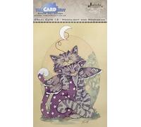 The Card Hut - Linda Ravenscroft Crazy Cats 013 Moonlight & Moonbeam Stamp
