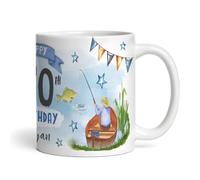 The Card Zoo 70th Birthday Gift Fishing Present for Angler for Him Photo Personalised Mug - Gift for Birthday, Custom Personalised Gift, Coffee Mug, Tea Mug, Cup