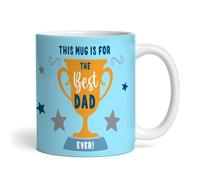 The Card Zoo Best Dad Gift Trophy Photo Blue Tea Coffee Personalised Mug - Gift for Birthday, Gift for Christmas, Custom Personalised Gift, Coffee Mug, Tea Mug, Cup