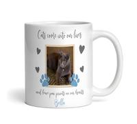 The Card Zoo Cat Memorial Sympathy Keepsake Present Paw Prints Hearts Photo Personalised Mug - Personalised Gift