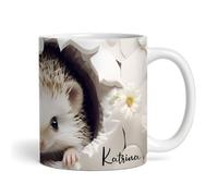 The Card Zoo Cute 3D Peeking Hedgehog Name Tea Coffee Cup Custom Gift Personalised Mug - Gift for Birthday, Gift for Christmas, Custom Personalised Gift, Coffee Mug, Tea Mug, Cup