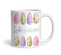 The Card Zoo Easter Gift Pink Purple Easter Eggs Coffee Tea Cup Personalised Mug - Gift for Easter, Custom Personalised Gift, Coffee Mug, Tea Mug, Cup