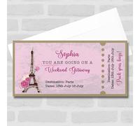The Card Zoo Eiffel Tower Weekend Break Getaway Personalised Surprise Ticket Gift Voucher