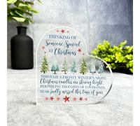 The Card Zoo Green Tree Christmas Memorial Heart Keepsake Plaque | Acrylic Ornament Gift Christmas Xmas Memorial Remembrance Sympathy Keepsake Gift Custom Home Decor Gift Small