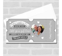 The Card Zoo Happy Wedding Day Grey Heart Photo Personalised Surprise Ticket Gift Voucher