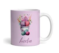 The Card Zoo Knitting Gift Purple Yarn Coffee Tea Cup Personalised Mug - Gift for Birthday, Gift for Christmas, Custom Personalised Gift, Coffee Mug, Tea Mug, Cup