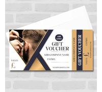 The Card Zoo Male Haircut Barber Hairdresser Navy Gold Any Details Business Gift Voucher