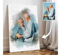 The Card Zoo Memorial Watercolour Portrait From Photo Custom Sympathy Present Keepsake Gift Home Decor, Framed Print Canvas, Custom Photo Present Keepsake Gift Home Decor