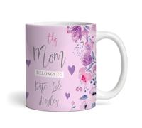 The Card Zoo Personalised Purple Flower Photo Mug - Gift For Birthday, Mother's Day, Christmas, Custom Gift, 11oz, Ceramic, Mug
