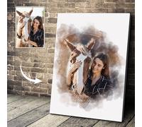 The Card Zoo Personalised Watercolour Portrait From Photo, Unique Birthday Present Keepsake Gift Home Decor, Framed Print, Canvas, Custom Photo Present Keepsake Gift Home Decor