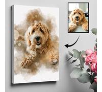 The Card Zoo Pet Memorial Watercolour Portrait From Photo Dog Cat Horse Tribute Present Keepsake Gift Home Decor Print Canvas, Custom Photo Present Keepsake Gift Home Decor