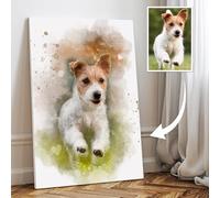 The Card Zoo Pet Watercolour Portrait Custom Dog Cat Horse Art From Photo, Framed Print Canvas, Custom Photo Present Keepsake Gift Home Decor