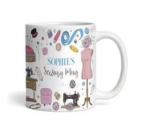 The Card Zoo Sewing Present Mug - Icons Coffee Tea Cup Personalised Mug - Personalised Gift