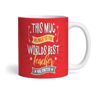 The Card Zoo This Mug - Belongs to Best Teacher Present Red Coffee Tea Cup Personalised Mug - Personalised Gift