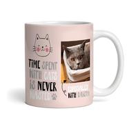 The Card Zoo Time Spent with Cats is Never Wasted Photo Cat Lover Gift Personalised Mug - Gift for Birthday, Gift for Christmas, Custom Personalised Gift, Coffee Mug, Tea Mug, Cup