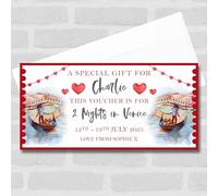 The Card Zoo Watercolour Venice Break Red Special Personalised Surprise Ticket Gift Voucher