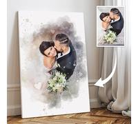 The Card Zoo Wedding Anniversary Present Keepsake Gift Home Decor, Watercolour Portrait From Photo, Framed Print Canvas Art, Custom Photo Present Keepsake Gift Home Decor