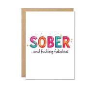 The Cardtel Sobriety Cards for Women or Men, Sober Anniversary Card, One Year Soberversary Addiction Recovery Cards, Sobriety Gifts, Sober and Fabulous (And Fabulous)